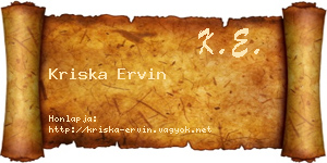 Kriska Ervin névjegykártya